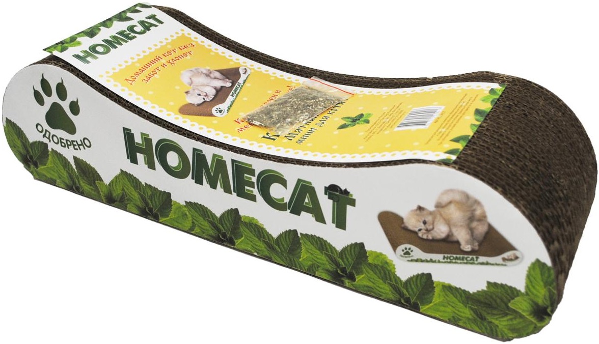HOMECAT Когтеточка для кошек с кошачьей мятой картон 41х12х10см