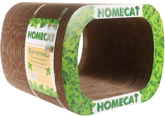 Когтеточка для кошек HOMECAT 39х29,5х35см тоннель большой с кошачьей мятой картон