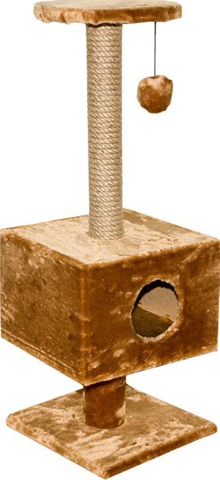 Домик-когтеточка  квадратный на подставке (веревка простая 10мм) 37*35*95см