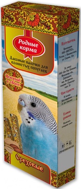 РОДНЫЕ КОРМА Зерновая палочка для попугаев 45г*2шт с орехами