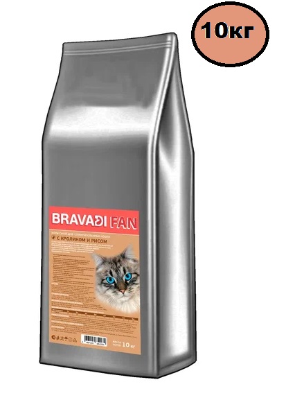 BRAVADI FAN для стерилизованных кошек с кроликом, индейкой и рисом