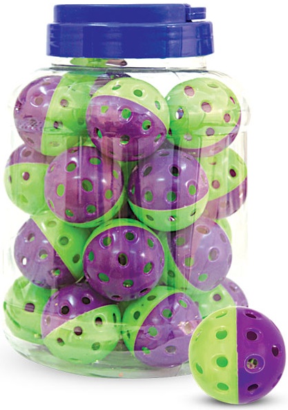 Игрушка для кошек "Мяч-погремушка", фиолетово-зеленый, d40мм