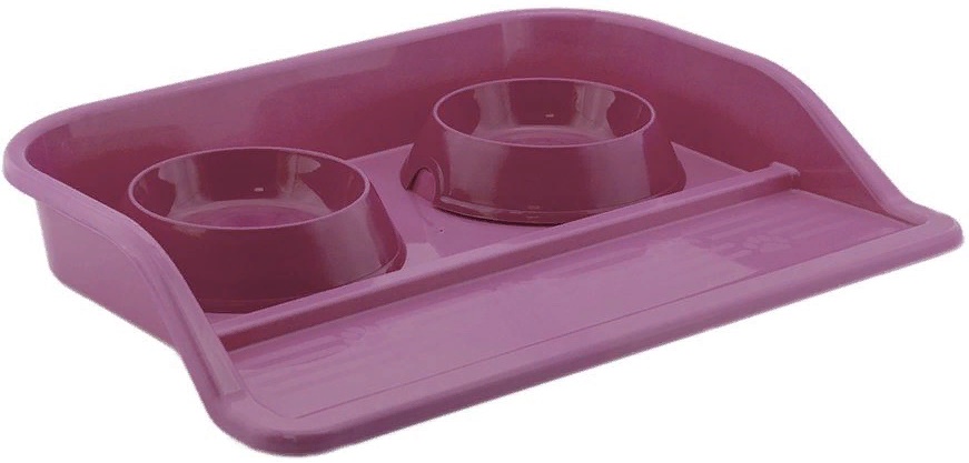 Поднос пластиковый с мисками Дарэлл ,2*0,2л,цвет:фиолетовый