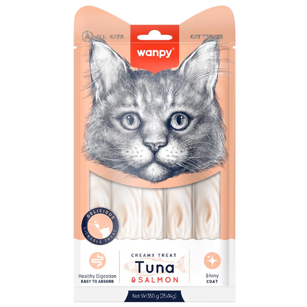 Wanpy Cat Лакомство для кошек «нежное пюре» из тунца и лосося 70 г