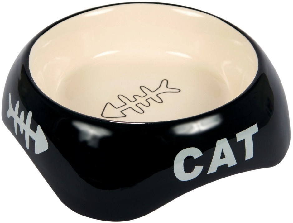 Миска керамическая для кошки, с рисунком "Рыбья кость" 0,2л/13см