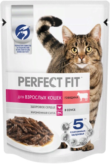 PERFECT FIT пауч для кошек с говядиной 75г