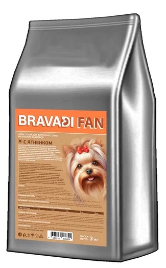 BRAVADI FAN для собак МЕЛКИХ пород Ягненок с рисом и ячменем