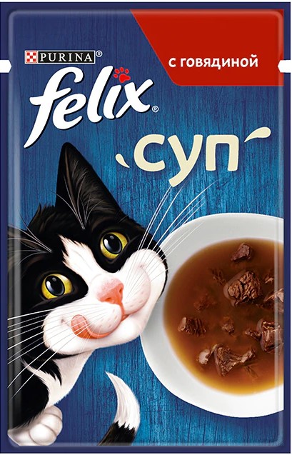 Felix Суп для кошек с говядиной 48г