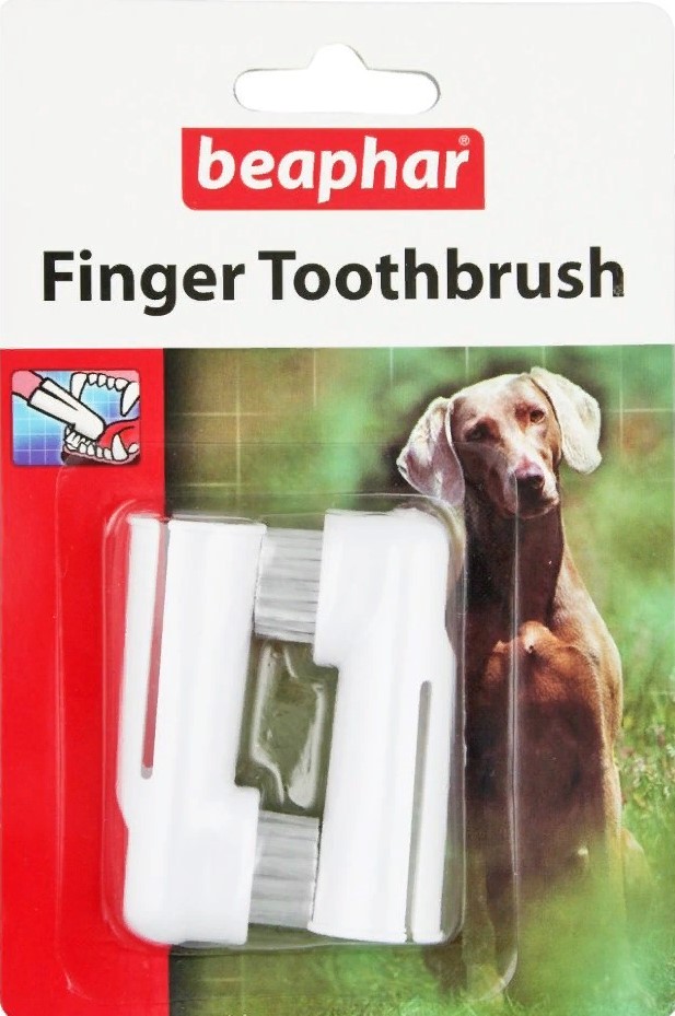 Беафар Зубная щетка двойная на палец, д/собак