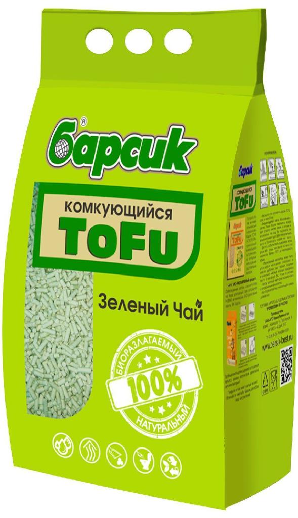 Наполнитель Барсик TOFU Зелёный Чай древесный комкующийся 4,54л