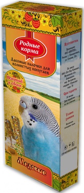 РОДНЫЕ КОРМА Зерновая палочка для попугаев 45г*2шт с медом
