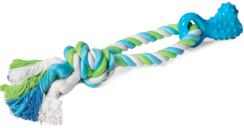 Игрушка для собак из термопласт. резины "Мини-кость с верёвкой", 80/300мм