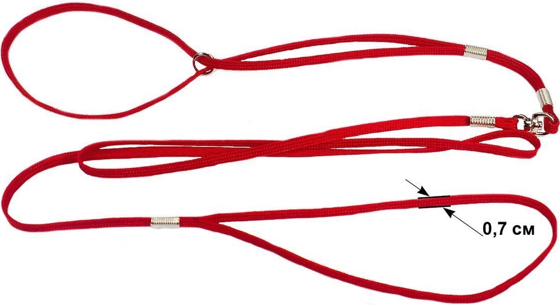 Ринговка шнур нейлоновая красная 7мм с вертлюгом, длина 1,4м, фиксатор — кольцо