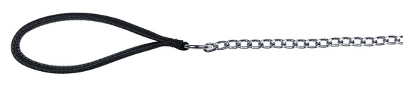 Поводок-цепь металл 100см/3мм с нейлоновой ручкой, чёрный