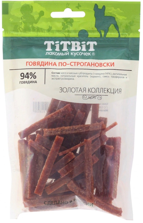 Говядина по-строгановски для собак Золотая коллекция 80г