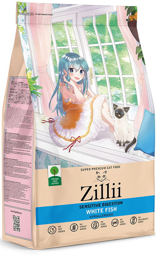 ZILLII Sensitive Digestion Cat корм для кошек с чувствительным пищеварением Белая Рыба