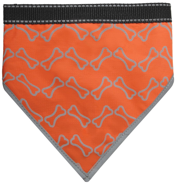 Бандана для собак со светоотражающими элементами "Косточки" S, оранжевая, 250-270мм