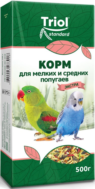 Корм Тriol Standard для мелких и средних попугаев "Экстра", 500г