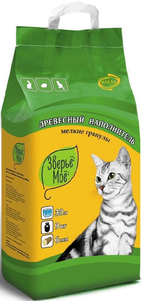 Наполнитель Зверьё моё древесный мелкие гранулы 30л*9кг