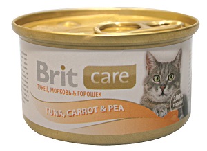 Brit Care консервы для кошек 80г Тунец/Морковь/Горошек