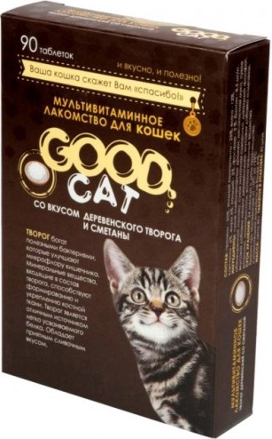 GOOD CAT Мультивитаминное лак-во для Кошек со вкусом "ТВОРОГА И СМЕТАНЫ" 90таб