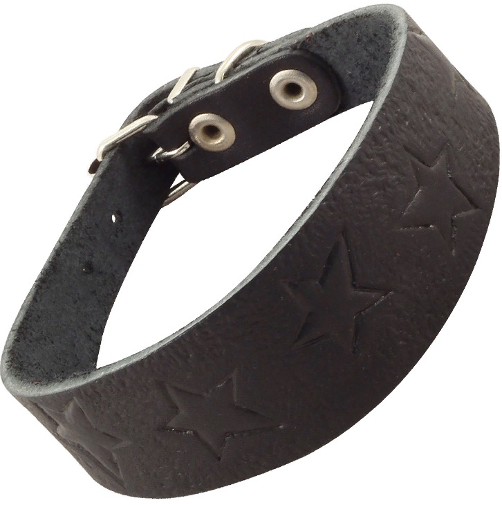 Ошейник-мини кожаный "Узор" c тиснением, 35мм*360мм