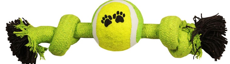 Игрушка для собак "Веревка-канат, 2 узла и мяч", 240мм