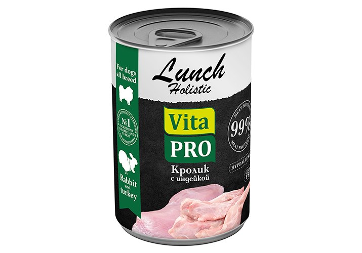 VITA PRO LUNCH консервы для собак кролик с индейкой 400г