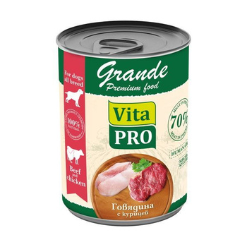 Vita PRO GRANDE консервы д/собак говядина с курицей в соусе 970г