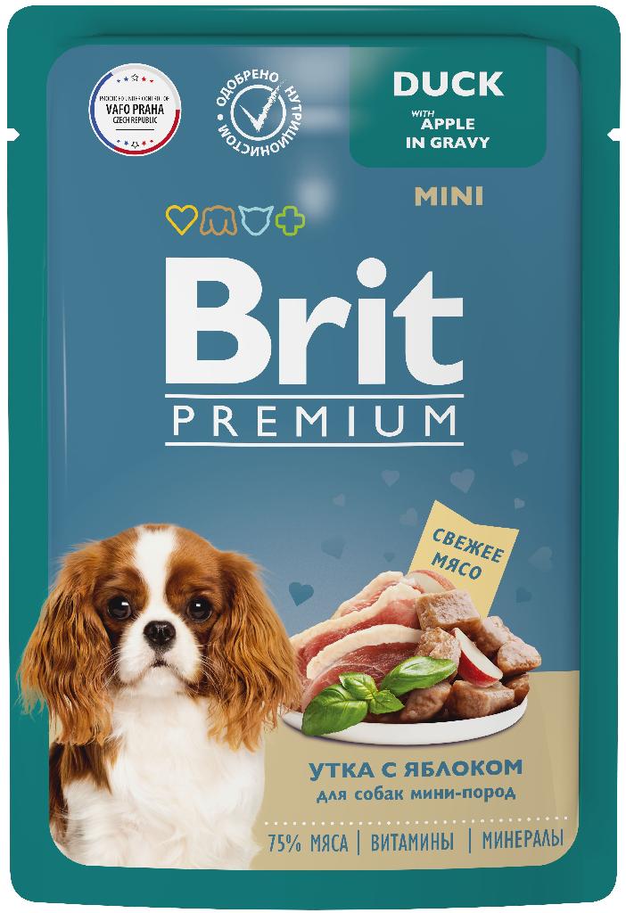 Брит Premium Пауч для собак мини пород утка с яблоком в соусе 85г