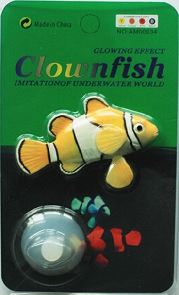Аквадекор Рыбка клоун на присоске 6,6*1,5*4,3см