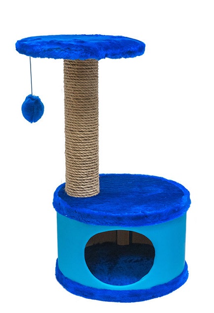 Домик-когтеточка круглый,серия "Конфетти", синий 37,0х37,0хh73,0
