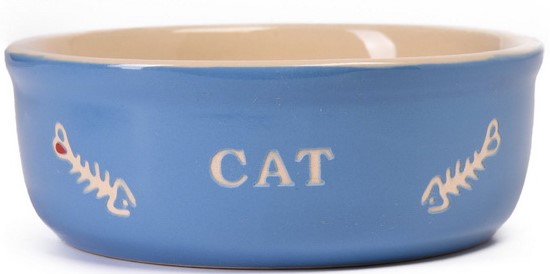 Миска 13,5x5см керамика голубая с рисунком CAT