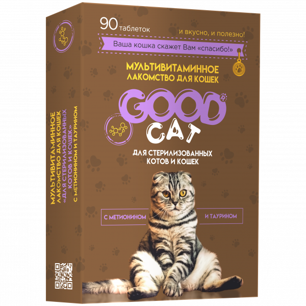 GOOD CAT Мультивитаминное лак-во для Стерилизованных Котов и Кошек 90таб