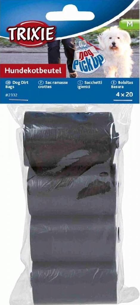 Пакеты для уборки за собаками 4 рулона по 20шт, 3л, чёрные