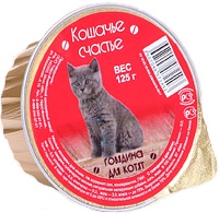 Кошачье Счастье ламистер для котят с говядиной 125г