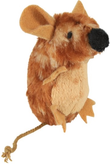 Игрушка "Мышь" с микрочипом, плюш, коричневый 8см