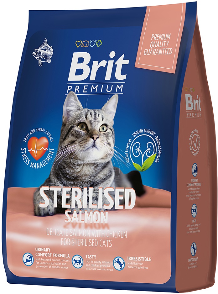 Брит Premium Cat Sterilized с лососем и курицей для стерилизованных кошек