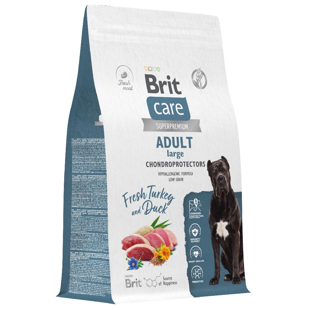 BRIT CARE, Сухой корм с инд. и уткой д/соб.круп.пор. "Dog Adult Large Chondroprotectors"