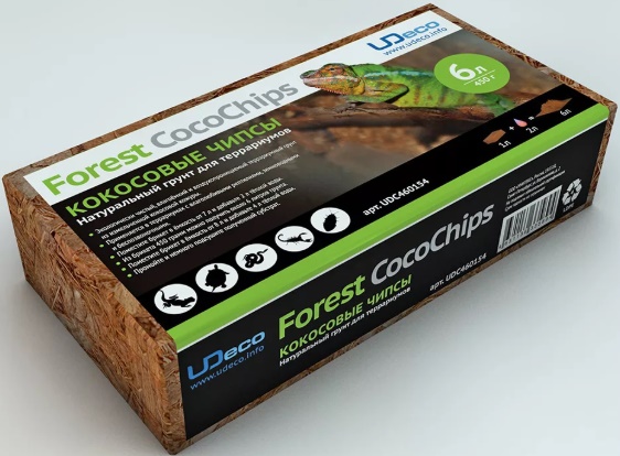 UDeco Forest CocoChips - Натуральный грунт для террариумов "Кокосовые чипсы", 6л из 450г