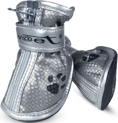 Ботинки YXS082 для собак серебряные с "лапками", 40*30*40мм