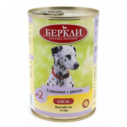 Беркли Local консервы для собак №2 Говядина/рис 400г