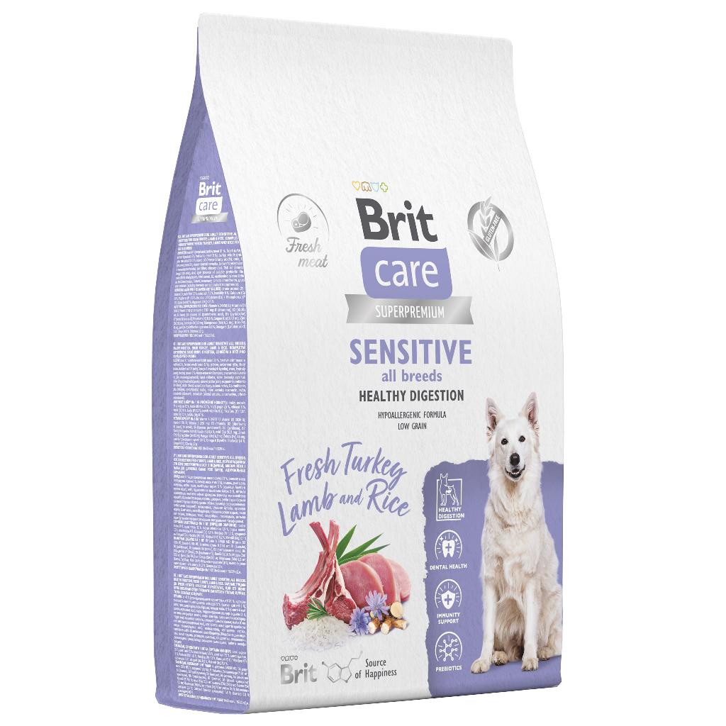 BRIT CARE, Сухой корм с инд и ягн д/соб.вс.пор."Dog Adult Sensitive Healthy Digestion"