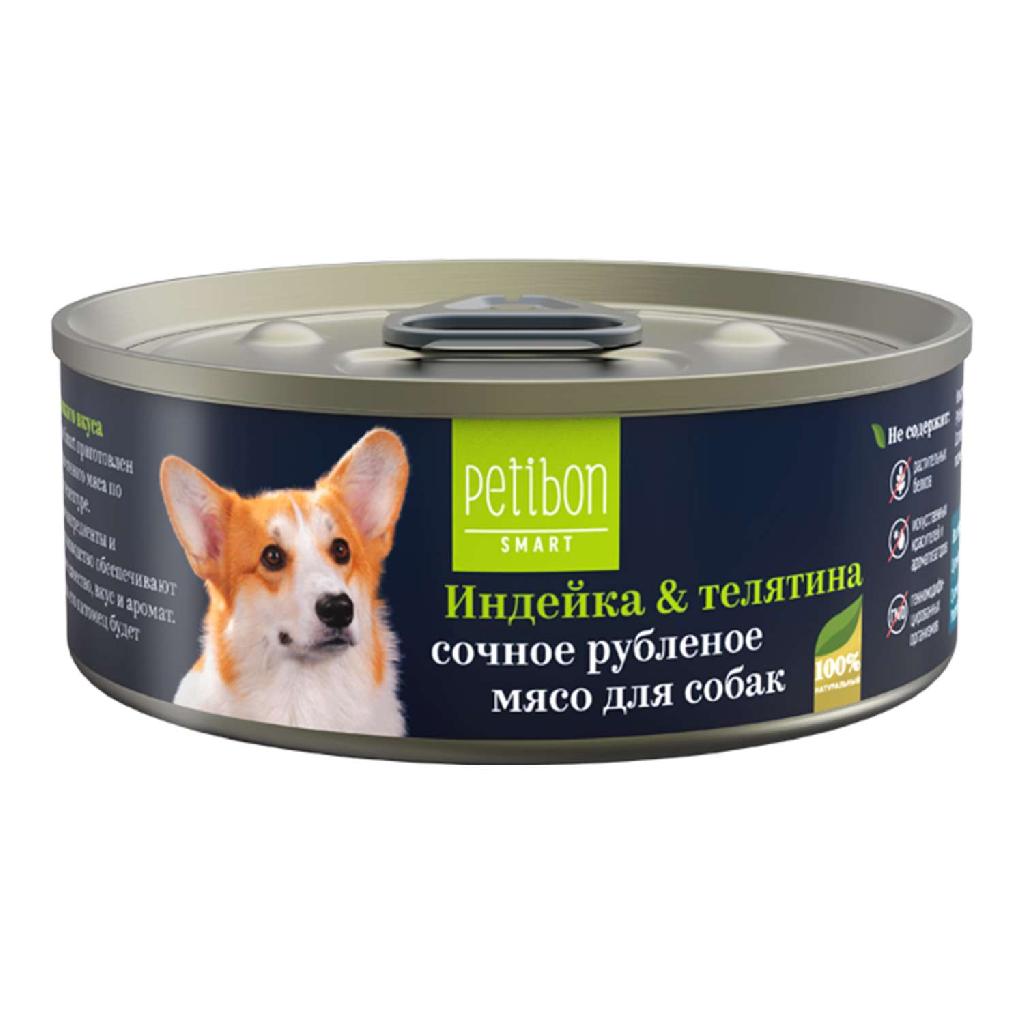 Petibon Smart Рубленое мясо для собак с индейкой и телятиной 100г
