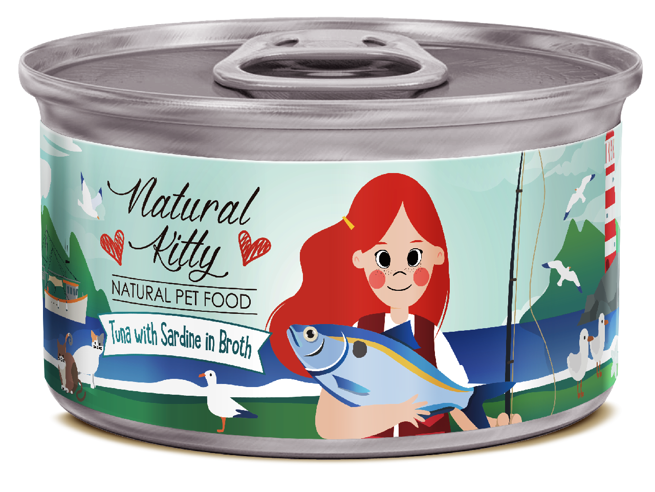 Консервы для Кошек Natural Kitty Broth Series Тунец с Сардинами в Бульоне 80 г Pettric