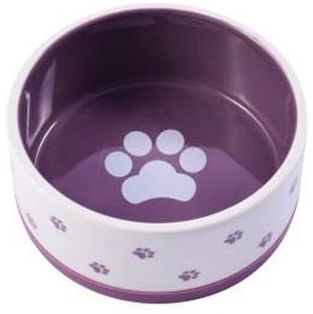 Миска Mr.Kranch керамическая нескользящая для собак 360мл белая с фиолетовым