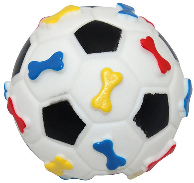 Игрушка для собак мяч футбольный с косточкой 7см
