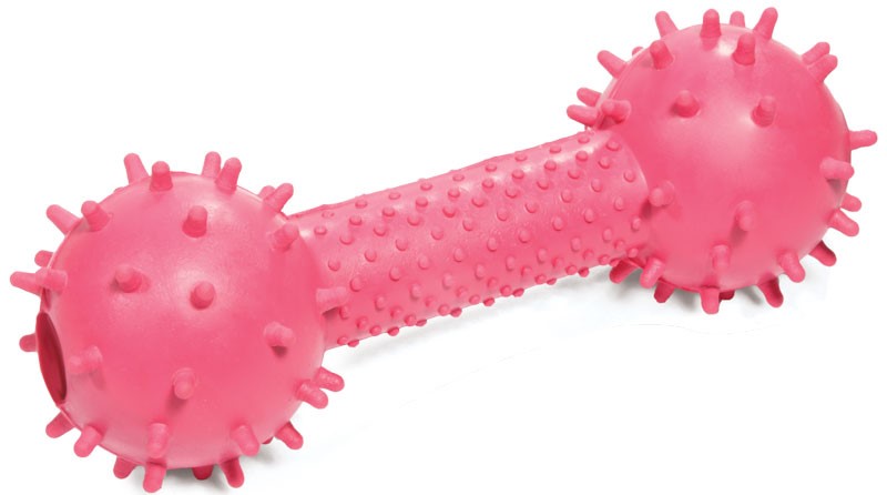 Игрушка для собак из ц/литой резины Гантель шипованная с колокольчиком, 160мм
