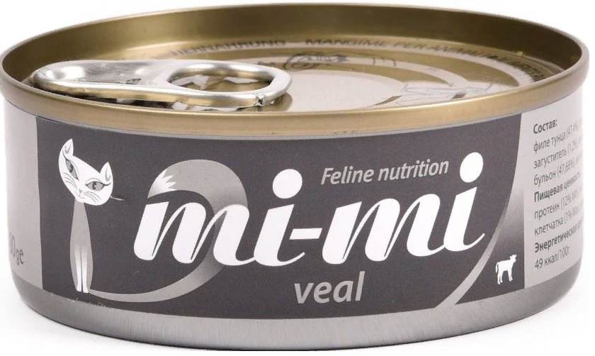 МИ-МИ консервы для кошек и котят с телятиной 80г