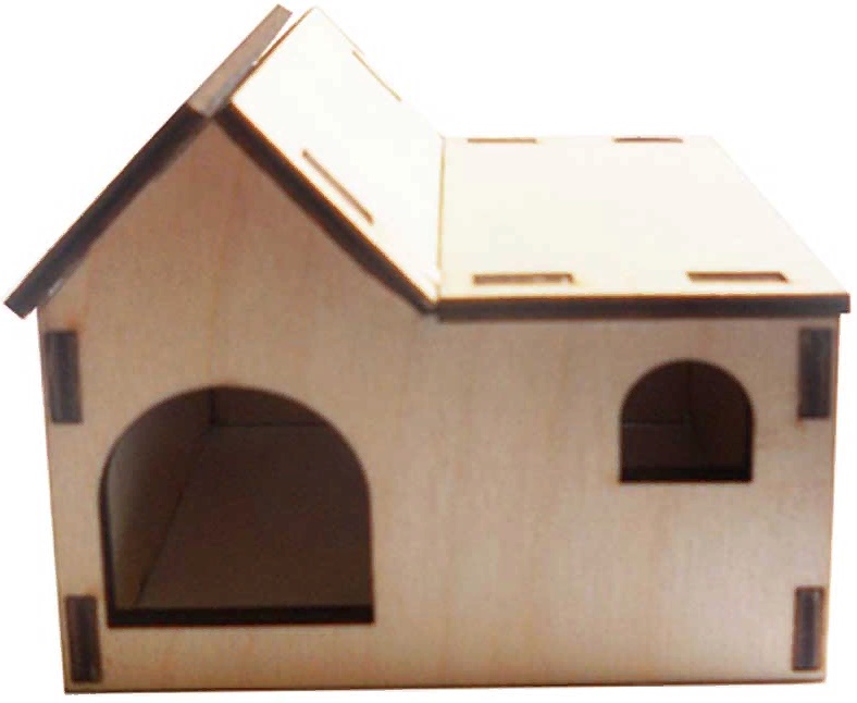 Домик для грызунов с гаражом (195х145х160мм), деревянный